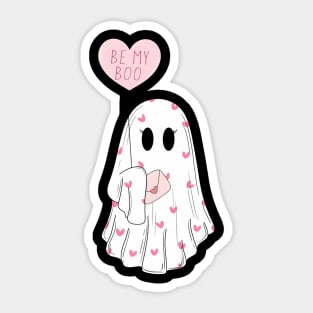 My Boo Valentine Cute Pink Heart Ghost Valentine Sticker